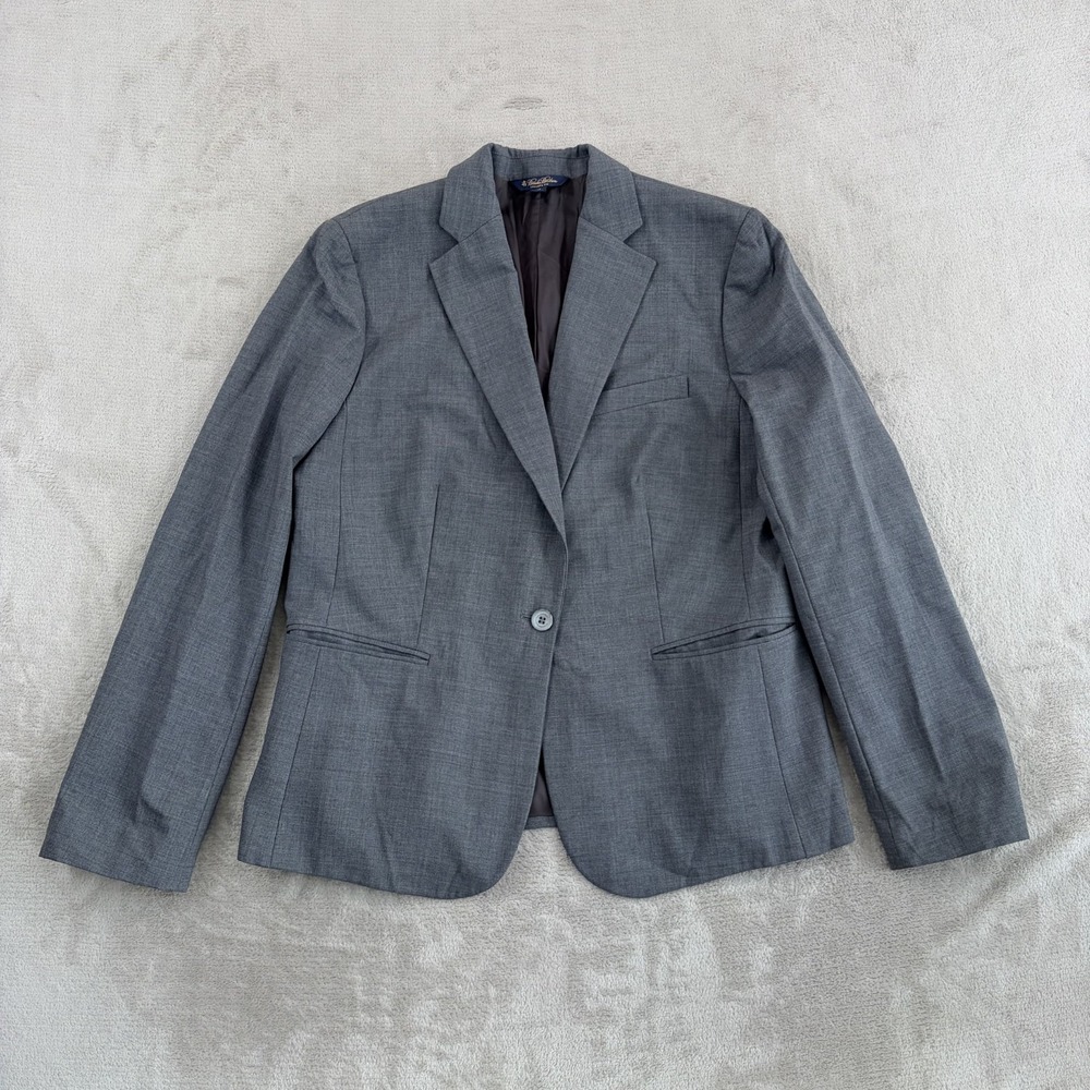 Brooks Brothers Stellita Fit Blazer Sport Coat Grey Stretch Wool Women 12 Italy
